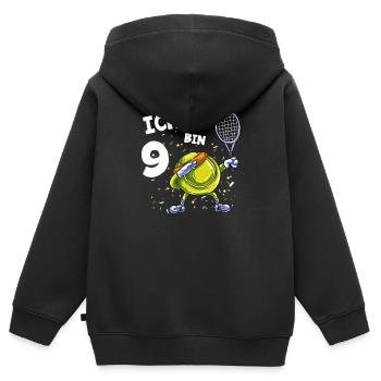 Ich bin 9 Jahre Tennis 9. Geburtstag - Kinder Premium Organic Zip Hoodie - Schwarz - Hinten - AI Model Kid Male (0cm)