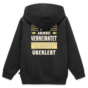 35 JAHRE VERHEIRATET - Kinder Premium Organic Zip Hoodie - Schwarz - Hinten - AI Model Kid Male (0cm)