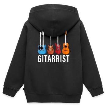 Gitarrist - Kinder Premium Organic Zip Hoodie - Schwarz - Hinten - AI Model Kid Male (0cm)