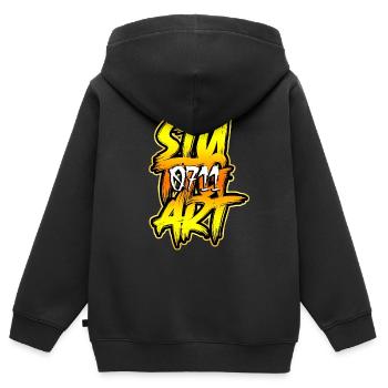 Stuttgart 0711 - Kinder Premium Organic Zip Hoodie - Schwarz - Hinten - AI Model Kid Male (0cm)