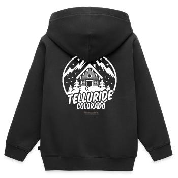 Telluride Colorado Skigebiet - Kinder Premium Organic Zip Hoodie - Schwarz - Hinten - AI Model Kid Male (0cm)