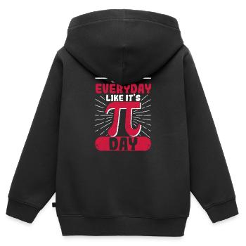 Vivez chaque jour comme si c’était Pi Day Affligé - Sweat Premium à capuche zippé enfant bio - noir - Dos - AI Model Kid Male (0cm)