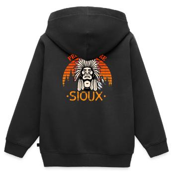 Proud To Be Sioux Native American - Kids Premium Organic Zip-up Hoodie - black - Back - AI Model Kid Male (0cm)
