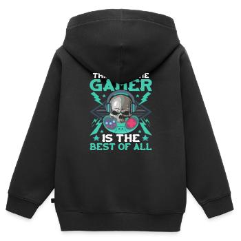 Großartiger Gamer - Kinder Premium Organic Zip Hoodie - Schwarz - Hinten - AI Model Kid Male (0cm)