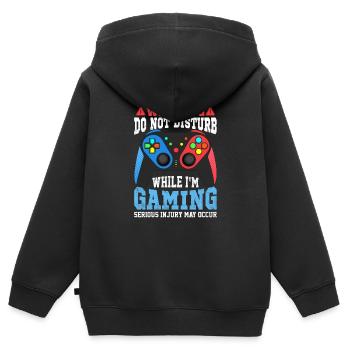 not disturb While Gaming - Sweat Premium à capuche zippé enfant bio - noir - Dos - AI Model Kid Male (0cm)