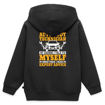 Technicien de carrosserie automobile Bien sûr que je me parle à moi-même alors - Sweat Premium à capuche zippé enfant bio - noir - Dos - AI Model Kid Male (0cm)