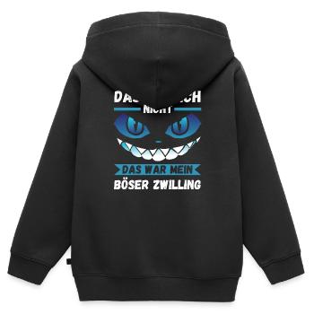Zwillingsgeschwister Zwilling Zwillinge - Kinder Premium Organic Zip Hoodie - Schwarz - Hinten - AI Model Kid Male (0cm)