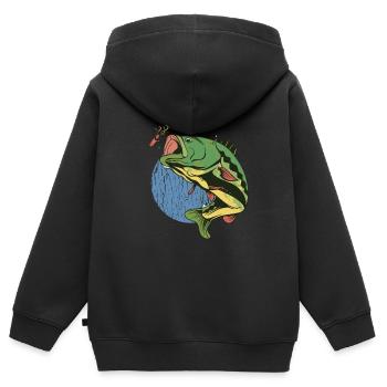 Große Fischbeißrute Große Fischbeißrute Inspiratio - Kinder Premium Organic Zip Hoodie - Schwarz - Hinten - AI Model Kid Male (0cm)