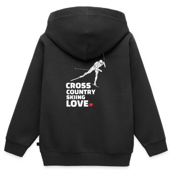 Ich Liebe Cross Country Skiing Stylish Cross - Kinder Premium Organic Zip Hoodie - Schwarz - Hinten - AI Model Kid Male (0cm)