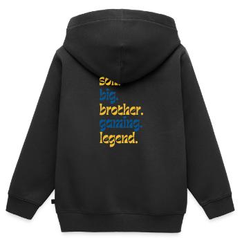SON BROTHER GAMING LEGEND for gamer typography - Kids Premium Organic Zip-up Hoodie - black - Back - AI Model Kid Male (0cm)