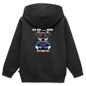 Ich bin ein Nerd - Ich kann das - Kinder Premium Organic Zip Hoodie - Schwarz - Hinten - AI Model Kid Male (0cm)