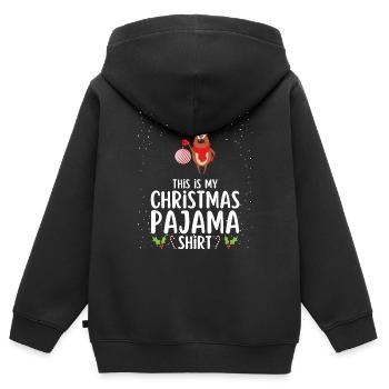 Pyjama de Noël Pyjama Chemise de nuit - Sweat Premium à capuche zippé enfant bio - noir - Dos - AI Model Kid Male (0cm)