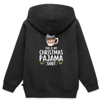 Pyjama de Noël Pyjama Chemise de nuit - Sweat Premium à capuche zippé enfant bio - noir - Dos - AI Model Kid Male (0cm)