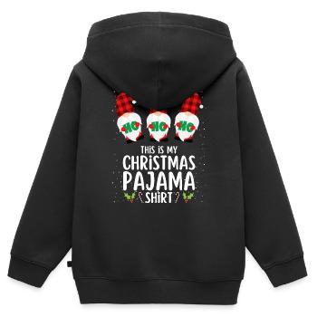 Pyjama de Noël Pyjama Chemise de nuit - Sweat Premium à capuche zippé enfant bio - noir - Dos - AI Model Kid Male (0cm)