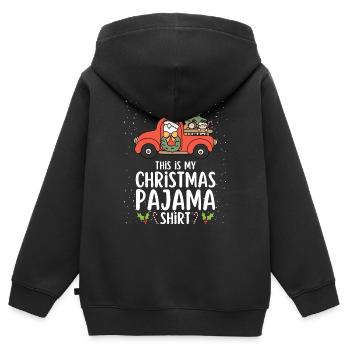 Pyjama de Noël Pyjama Chemise de nuit - Sweat Premium à capuche zippé enfant bio - noir - Dos - AI Model Kid Male (0cm)