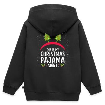Pyjama de Noël Pyjama Chemise de nuit - Sweat Premium à capuche zippé enfant bio - noir - Dos - AI Model Kid Male (0cm)