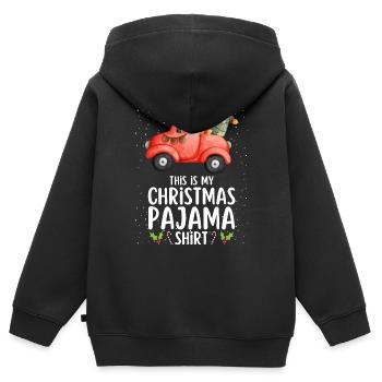 Pyjama de Noël Pyjama Chemise de nuit - Sweat Premium à capuche zippé enfant bio - noir - Dos - AI Model Kid Male (0cm)