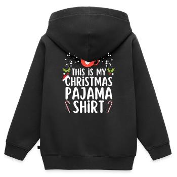 Pyjama de Noël Pyjama Chemise de nuit - Sweat Premium à capuche zippé enfant bio - noir - Dos - AI Model Kid Male (0cm)