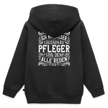 Ich bin dieser Legendäre Pfleger Pflege Geschenk - Kinder Premium Organic Zip Hoodie - Schwarz - Hinten - AI Model Kid Male (0cm)