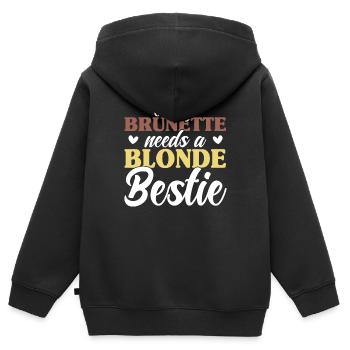 Every Brunette Needs A Blonde Bestie - Kinder Premium Organic Zip Hoodie - Schwarz - Hinten - AI Model Kid Male (0cm)