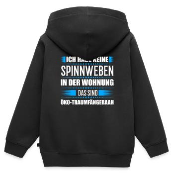 Spinnweben Öko - Kinder Premium Organic Zip Hoodie - Schwarz - Hinten - AI Model Kid Male (0cm)