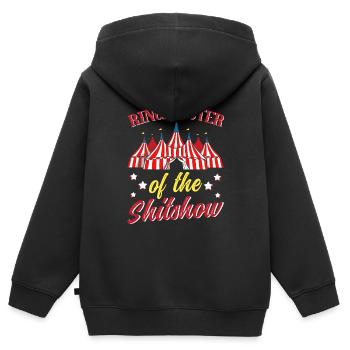 Accessoires de fête de cirque - Ringmaster of Shit - Sweat Premium à capuche zippé enfant bio - noir - Dos - AI Model Kid Male (0cm)