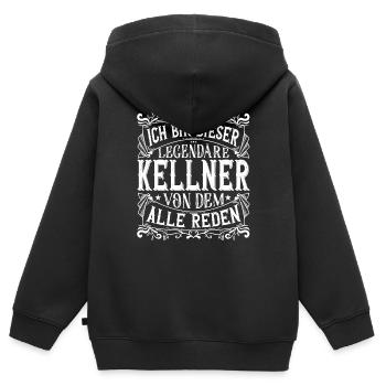 Ich bin dieser Legendäre Kellner - Kinder Premium Organic Zip Hoodie - Schwarz - Hinten - AI Model Kid Male (0cm)
