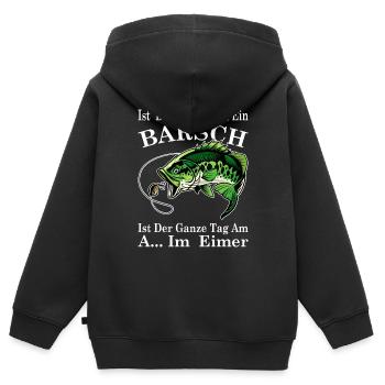 Ist der erste Fisch ein Barsch, ist der ganze Tag - Kinder Premium Organic Zip Hoodie - Schwarz - Hinten - AI Model Kid Male (0cm)