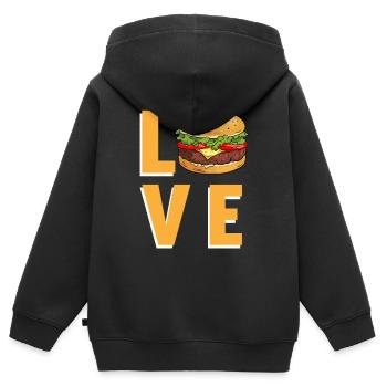 Love Burger - Kinder Premium Organic Zip Hoodie - Schwarz - Hinten - AI Model Kid Male (0cm)