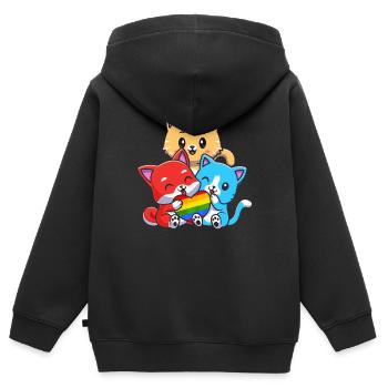 Fierté LGBTQ - Sweat Premium à capuche zippé enfant bio - noir - Dos - AI Model Kid Male (0cm)