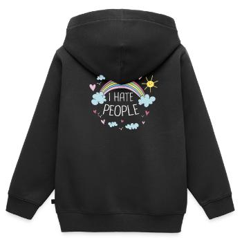 Je déteste les gens sarcasme blague drôle - Sweat Premium à capuche zippé enfant bio - noir - Dos - AI Model Kid Male (0cm)