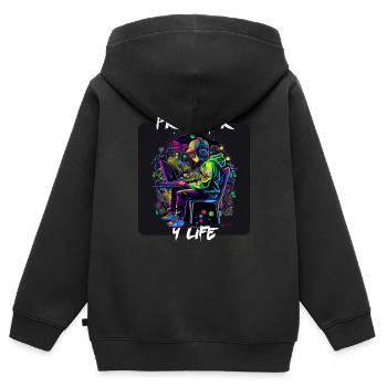 Progamer 4 Life 2 - Kinder Premium Organic Zip Hoodie - Schwarz - Hinten - AI Model Kid Male (0cm)