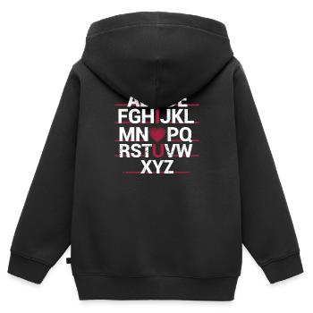 ABC Alphabet Ich liebe dich Englischlehrer - Kinder Premium Organic Zip Hoodie - Schwarz - Hinten - AI Model Kid Male (0cm)