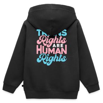 Les droits des transgenres sont des droits humains - Sweat Premium à capuche zippé enfant bio - noir - Dos - AI Model Kid Male (0cm)