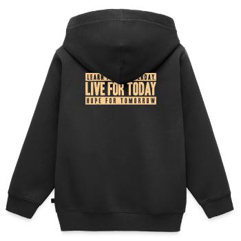 Apprenez d’hier en direct pour aujourd’hui - Sweat Premium à capuche zippé enfant bio - noir - Dos - AI Model Kid Male (0cm)