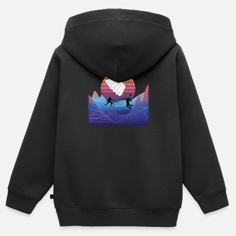 Badminton Idée cadeau Sport Design - Sweat Premium à capuche zippé enfant bio - noir