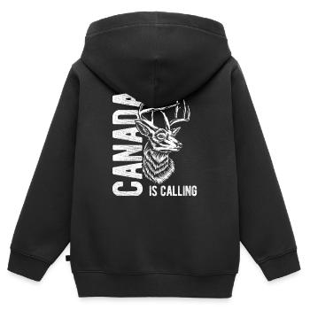 Canada is Calling - Urlaub Kanada Auswanderer Urla - Kinder Premium Organic Zip Hoodie - Schwarz - Hinten - AI Model Kid Male (0cm)