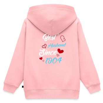 Meilleur mari depuis 1904 Mariage - Sweat Premium à capuche zippé enfant bio - rose - Dos - AI Model Kid Female (0cm)