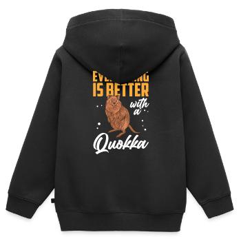 Quokka alles besser mit Beuteltier Quokka - Kinder Premium Organic Zip Hoodie - Schwarz - Hinten - AI Model Kid Male (0cm)