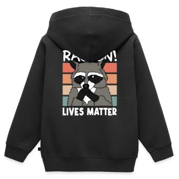 RATON LAVEUR VIT MATT CADEAU DE NOËL - Sweat Premium à capuche zippé enfant bio - noir - Dos - AI Model Kid Male (0cm)