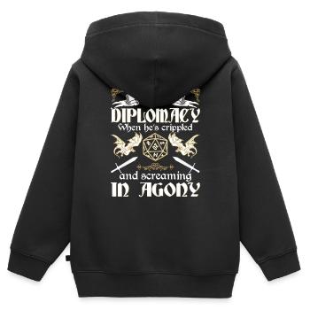 RPG RPG jeux de rôle sur table jeu de rôle de joueur - Sweat Premium à capuche zippé enfant bio - noir - Dos - AI Model Kid Male (0cm)