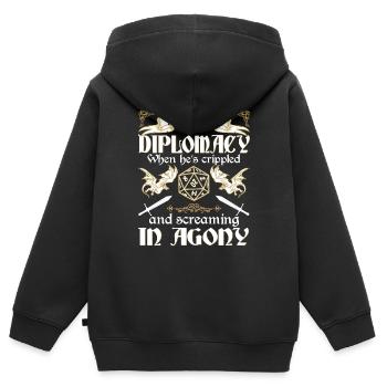 RPG RPG jeux de rôle sur table jeu de rôle de joueur - Sweat Premium à capuche zippé enfant bio - noir - Dos - AI Model Kid Male (0cm)