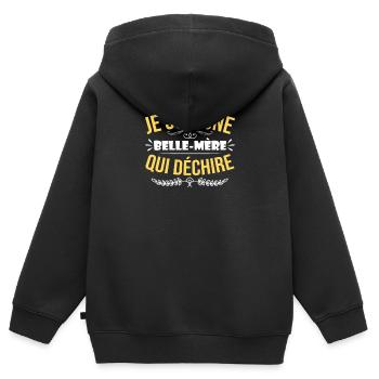 Je Suis Une Belle Mère Qui Déchire - Sweat Premium à capuche zippé enfant bio - noir - Dos - AI Model Kid Male (0cm)