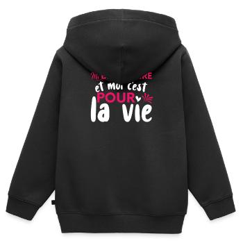 La Belle-Mère Et Moi | Belle Maman - Sweat Premium à capuche zippé enfant bio - noir - Dos - AI Model Kid Male (0cm)