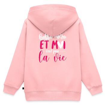 Belle Maman Belle-Fille - Sweat Premium à capuche zippé enfant bio - rose - Dos - AI Model Kid Female (0cm)
