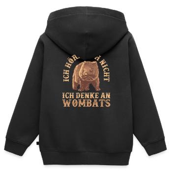 Wombat höre dich nicht Australien Beuteltier - Kinder Premium Organic Zip Hoodie - Schwarz - Hinten - AI Model Kid Male (0cm)