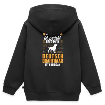 Deutsch Drahthaar ist perfekt Jagdhund - Kinder Premium Organic Zip Hoodie - Schwarz - Hinten - AI Model Kid Male (0cm)