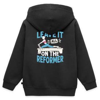Laissez tout sur le Reformer Pilates Fitness - Sweat Premium à capuche zippé enfant bio - noir - Dos - AI Model Kid Male (0cm)