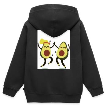 tanzende Avocados - Kinder Premium Organic Zip Hoodie - Schwarz - Hinten - AI Model Kid Male (0cm)