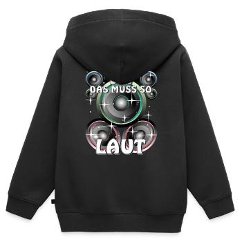 LAUTSPRECHER JA DAS MUSS SO LAUT - Kinder Premium Organic Zip Hoodie - Schwarz - Hinten - AI Model Kid Male (0cm)